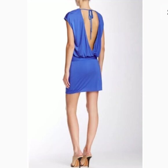 Haute Hippie Draped Tie Dress in Blue | Elegant & Flowy (NWT, Sz L) - Picture 3 of 11
